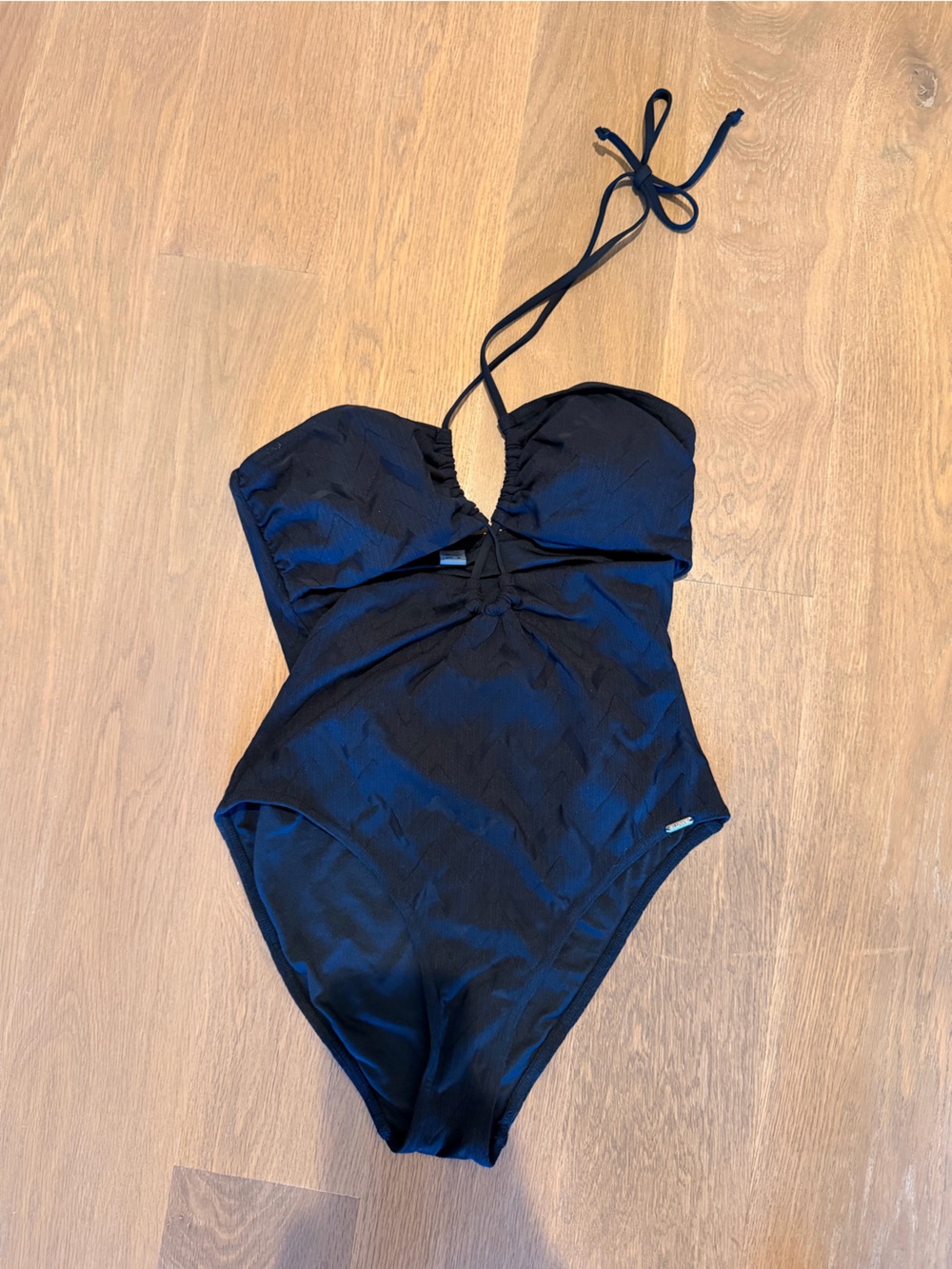 Lux Black One-Piece Halter Swimwear